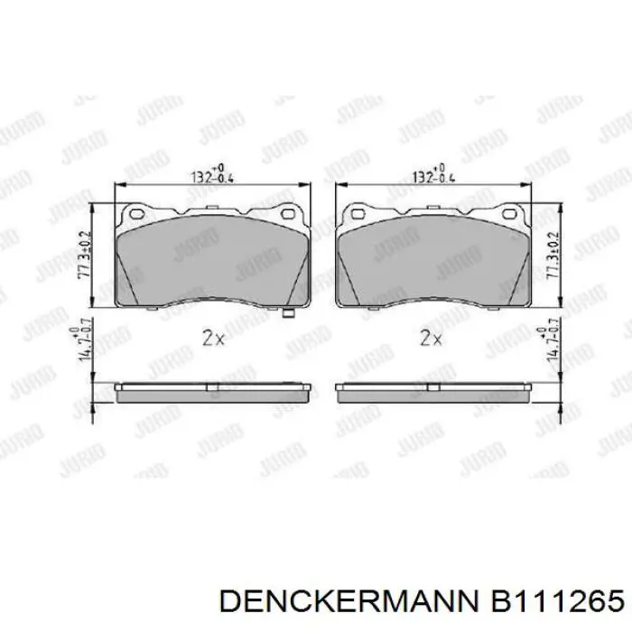 B111265 Denckermann колодки гальмівні передні, дискові