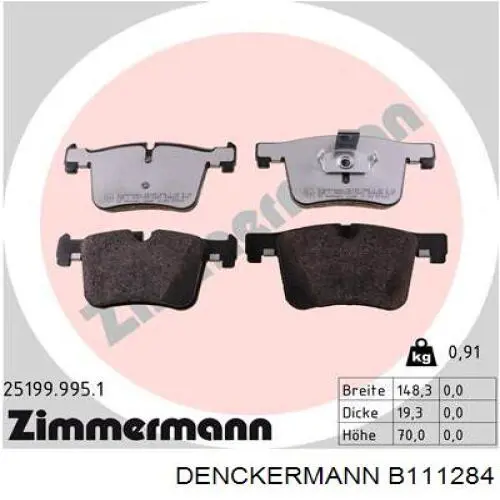 Гальмівні колодки Denckermann B111284 ціна, від 38.54 USD