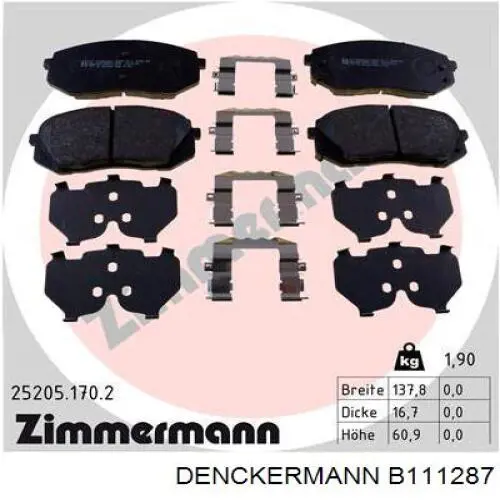 Гальмівні колодки Denckermann B111287 ціна, від 25.87 USD