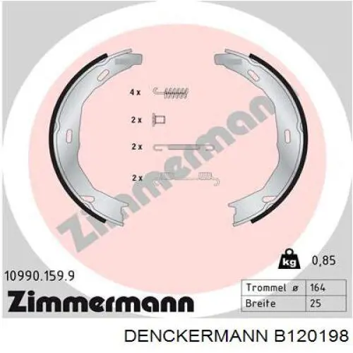 Колодки ручника / стоянкового гальма Denckermann B120198 ціна, від 18.93 USD