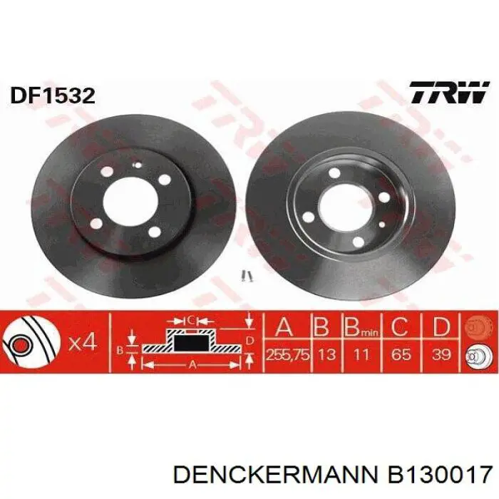 Гальмівні диски передні B130017 Denckermann