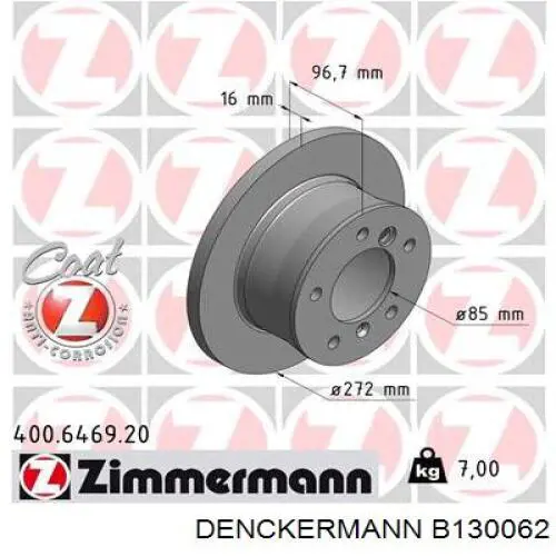 Задні дискові гальма Denckermann B130062 ціна, від 38.75 USD
