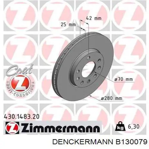 Купити B130079 Denckermann Ротор гальмівний