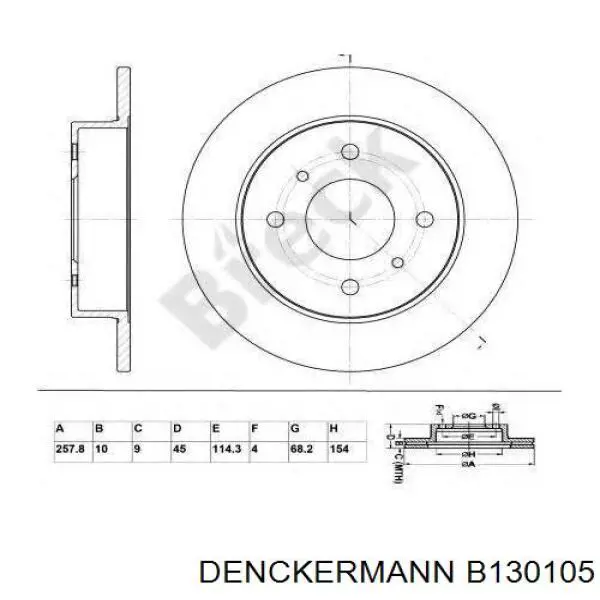 Купити B130105 Denckermann Диск заднього гальма