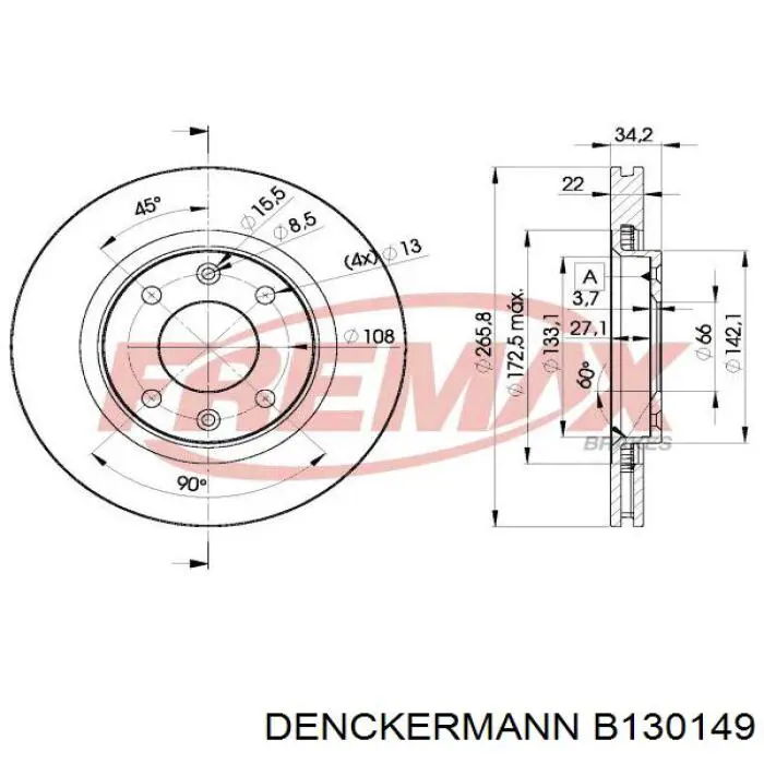 Купити B130149 Denckermann Ротор гальмівний