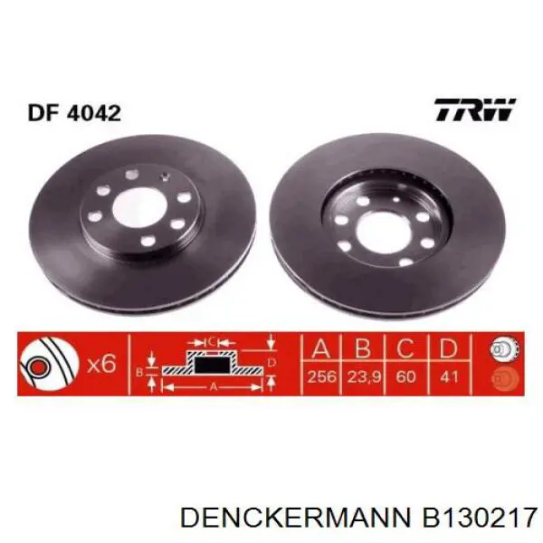 Диск переднього гальма Denckermann B130217 ціна, від 25.11 USD