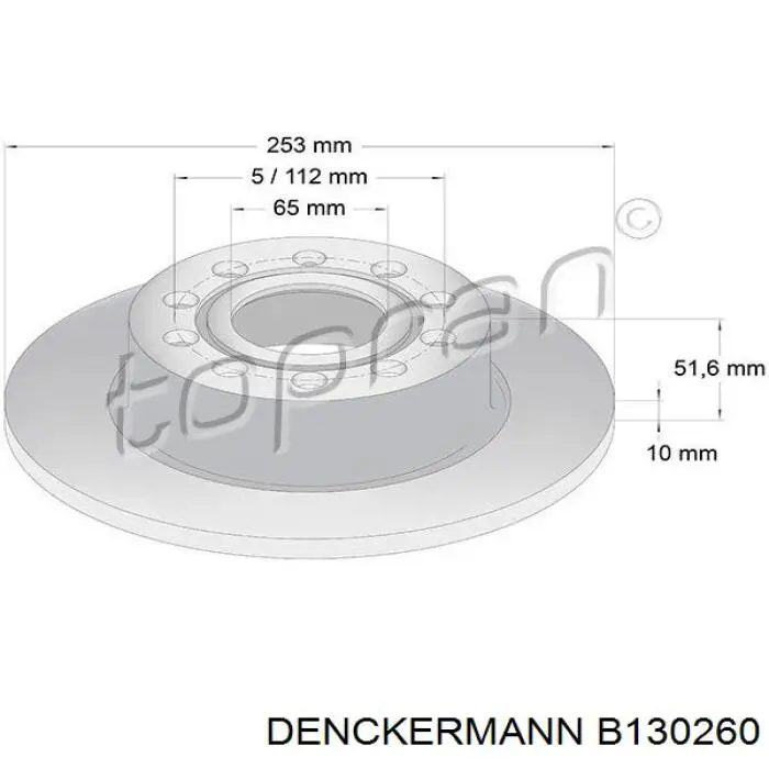 Купити B130260 Denckermann Диск заднього гальма
