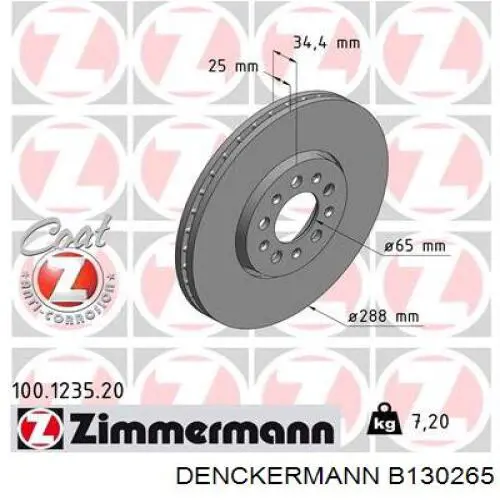Гальмівні диски передні B130265 Denckermann
