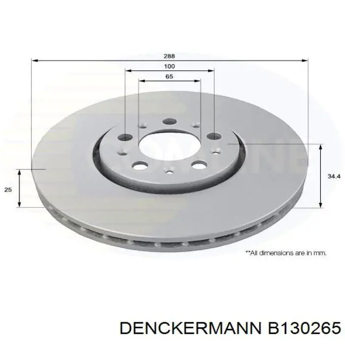 B130265 Denckermann Гальмо дискове переднє