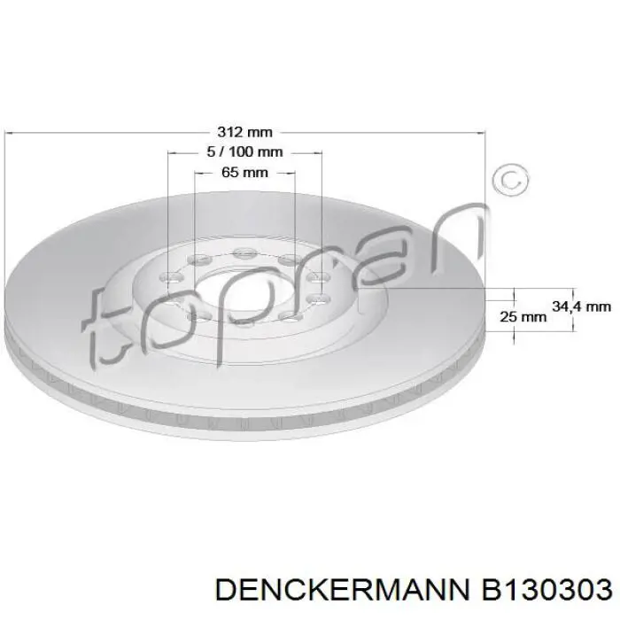 B130303 Denckermann диск гальмівний передній