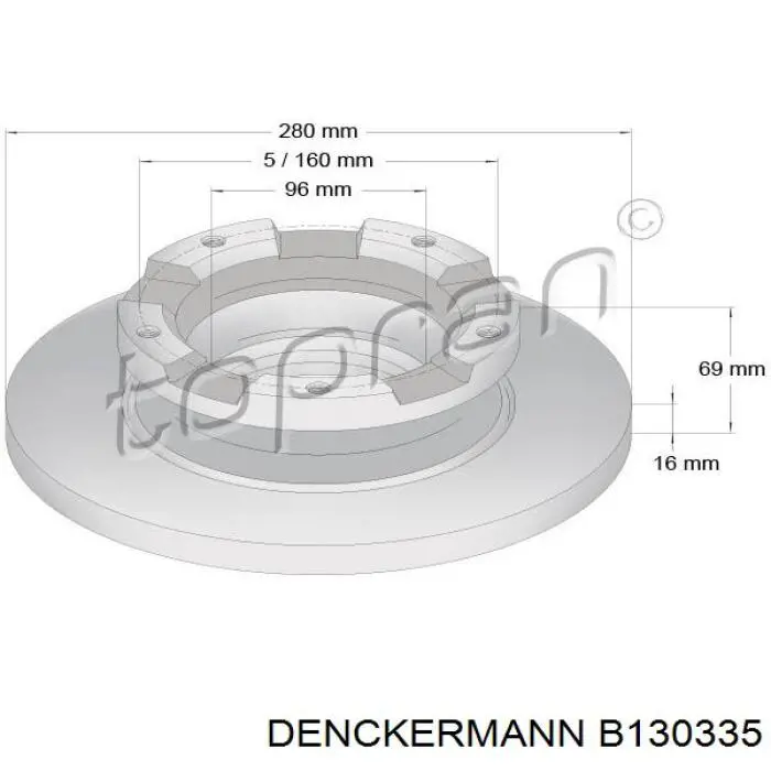 Купити B130335 Denckermann Диск заднього гальма