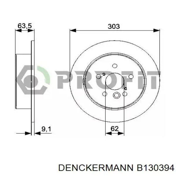 B130394 Denckermann диск гальмівний задній