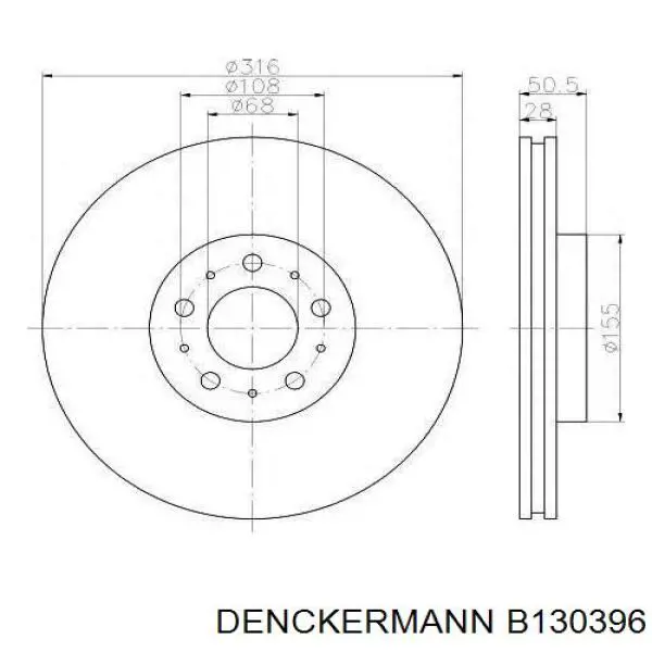 Купити B130396 Denckermann Ротор гальмівний