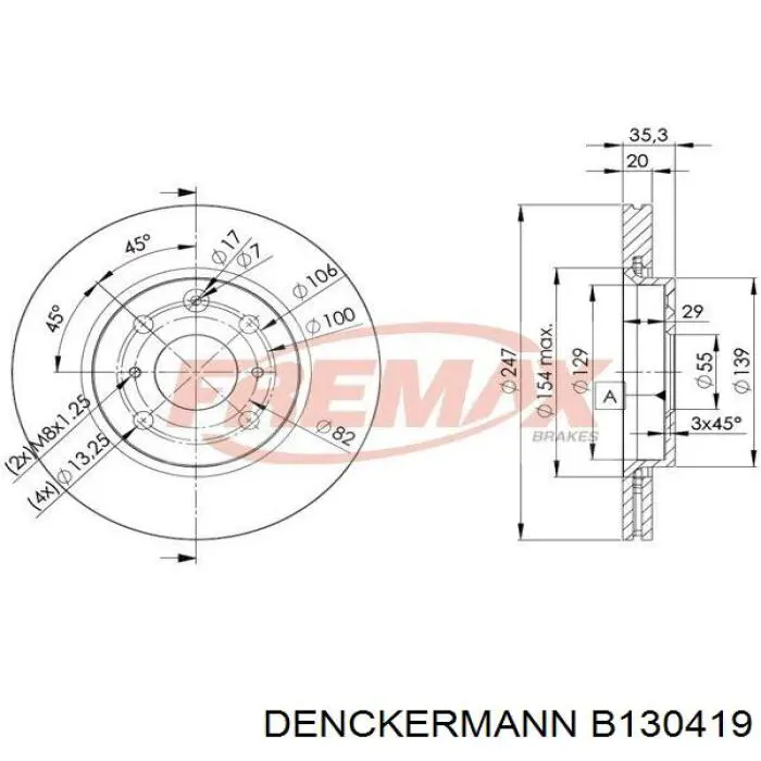 Гальмівні диски передні B130419 Denckermann