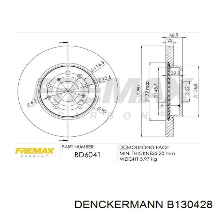 Диск переднього гальма Denckermann B130428 ціна, від 32.94 USD