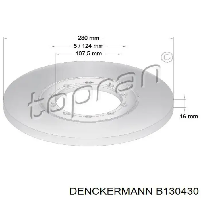 B130430 Denckermann диск гальмівний задній