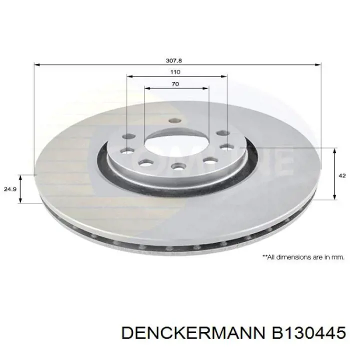 B130445 Denckermann Гальмо дискове переднє