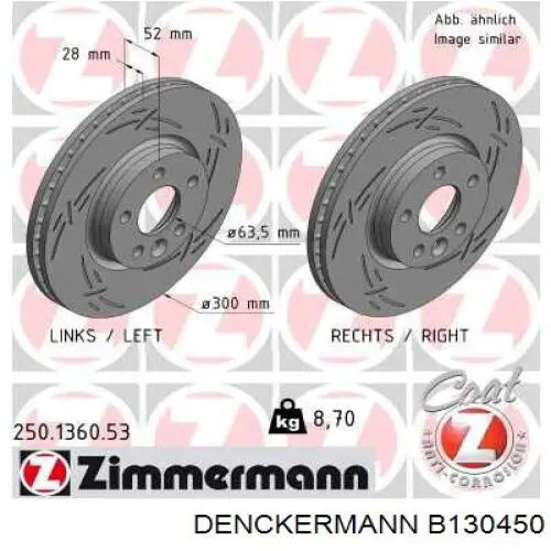 Диск переднього гальма Denckermann B130450 ціна, від 45.25 USD