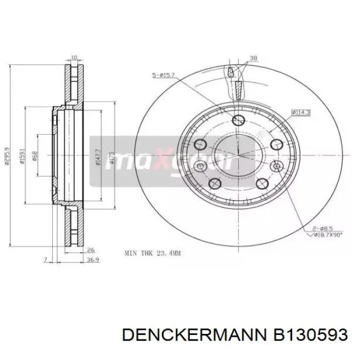 B130593 Denckermann диск гальмівний задній