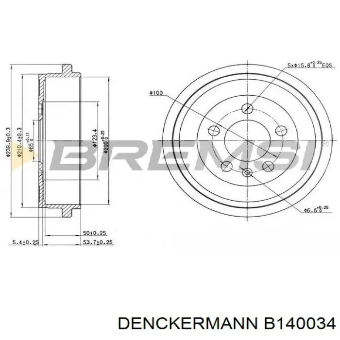 Купити B140034 Denckermann Барабан гальмівний задній
