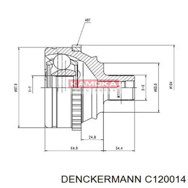 C120014 Denckermann шрус зовнішній передній