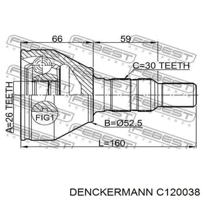 Купити C120038 Denckermann Шарнір приводу зовнішній