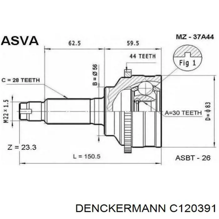 Граната колісна Denckermann C120391 ціна, від 30.30 USD