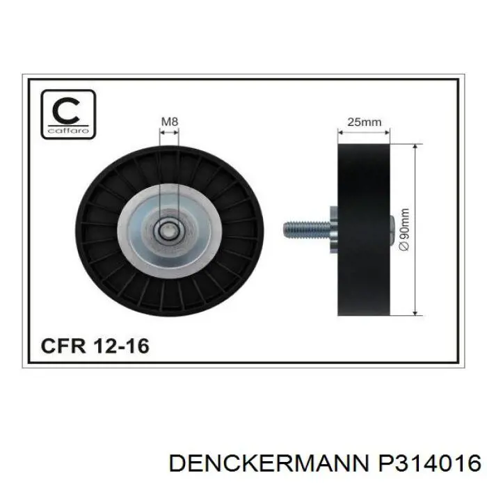 Ролик приводного ременя, паразитний P314016 Denckermann