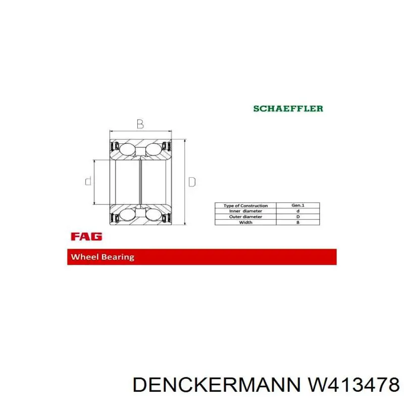 Комплект підшипник маточини передньої Denckermann W413478 ціна, від 23.03 USD
