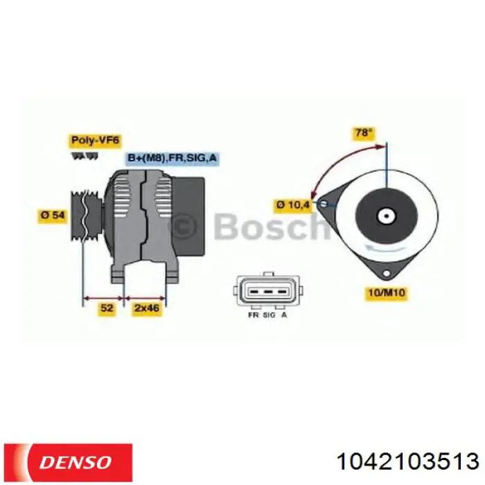 1042103513 Denso Авто генератор
