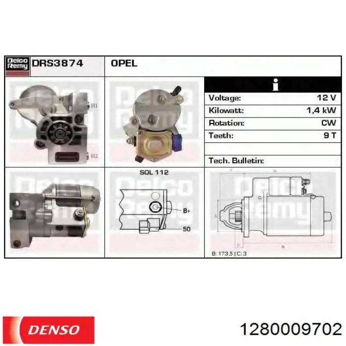 1280009702 Denso Стартер двигуна