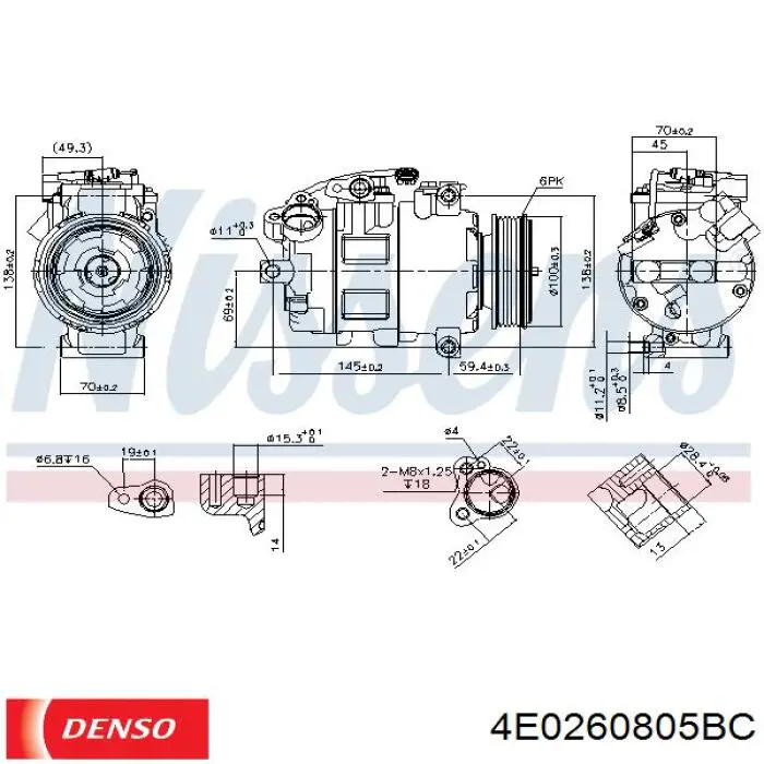 4E0260805BC Denso Компресор холодоагенту