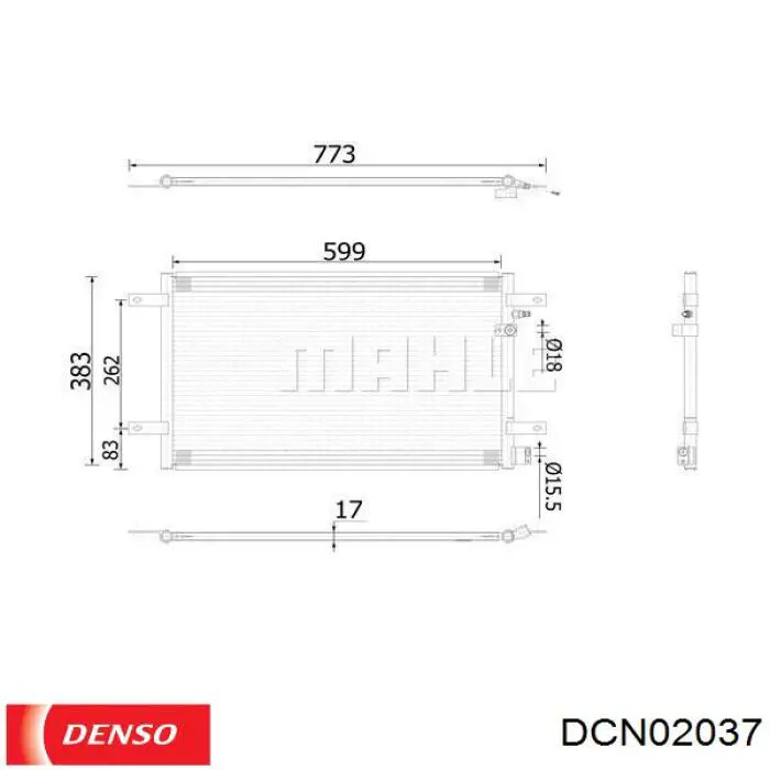 Радіатор кондиціонера DCN02037 Denso