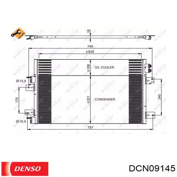 Купити DCN09145 Denso Радіатор системи охолодження кондиціонера