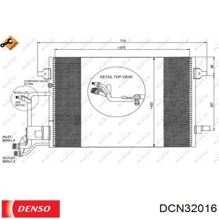 Конденсатор кондиціонера Denso DCN32016 ціна, від 63.17 USD