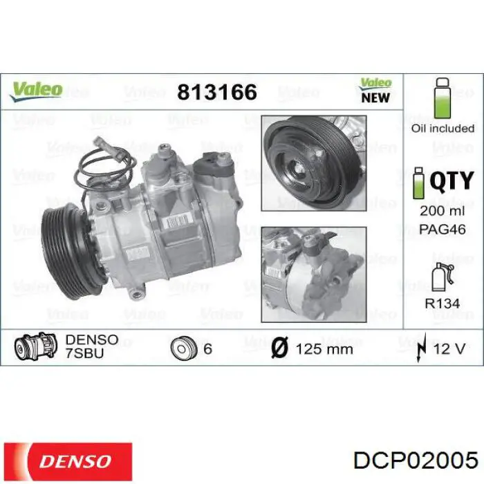 Компресор кондиціонера DCP02005 Denso