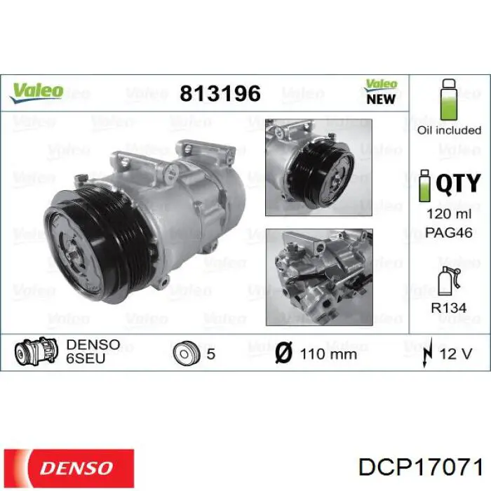 Компресор системи кондиціювання Denso DCP17071 ціна, від 334.68 USD