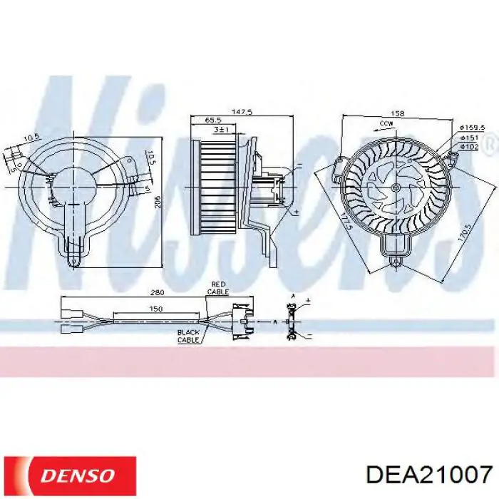Двигун вентилятора пічки (обігрівача салону) Denso DEA21007 ціна, від 50.66 USD