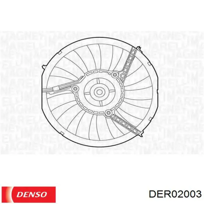 Купити DER02003 Denso Електровентилятор кондиціонера в зборі (двигун + крильчатка)
