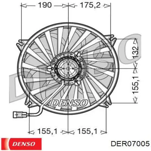 DER07005 Denso електровентилятор охолодження в зборі (двигун + крильчатка)