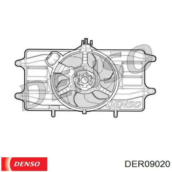Купити DER09020 Denso Дифузор радіатора охолодження, в зборі з двигуном і крильчаткою