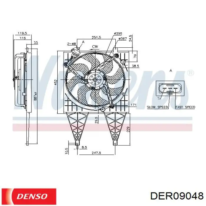 Дифузор радіатора охолодження, в зборі з двигуном і крильчаткою Denso DER09048 ціна, від 84.59 USD