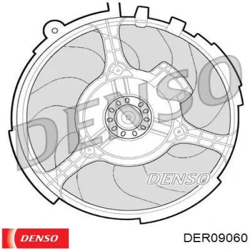 Електровентилятор охолодження в зборі (двигун + крильчатка) DER09060 Denso