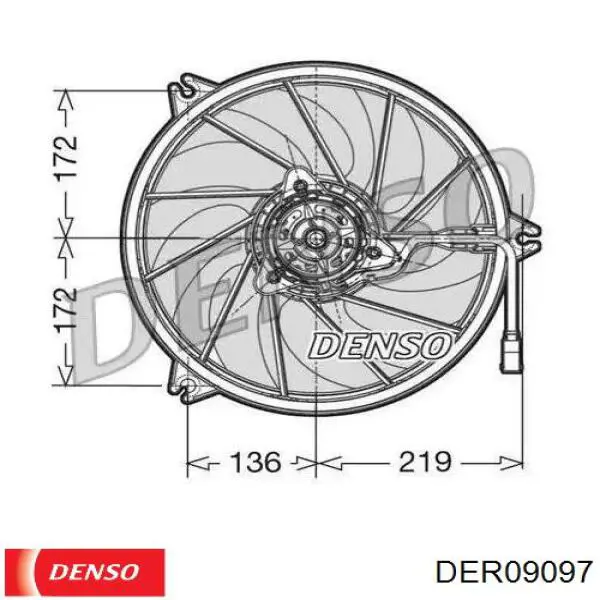 Дифузор радіатора охолодження, в зборі з двигуном і крильчаткою DER09097 Denso