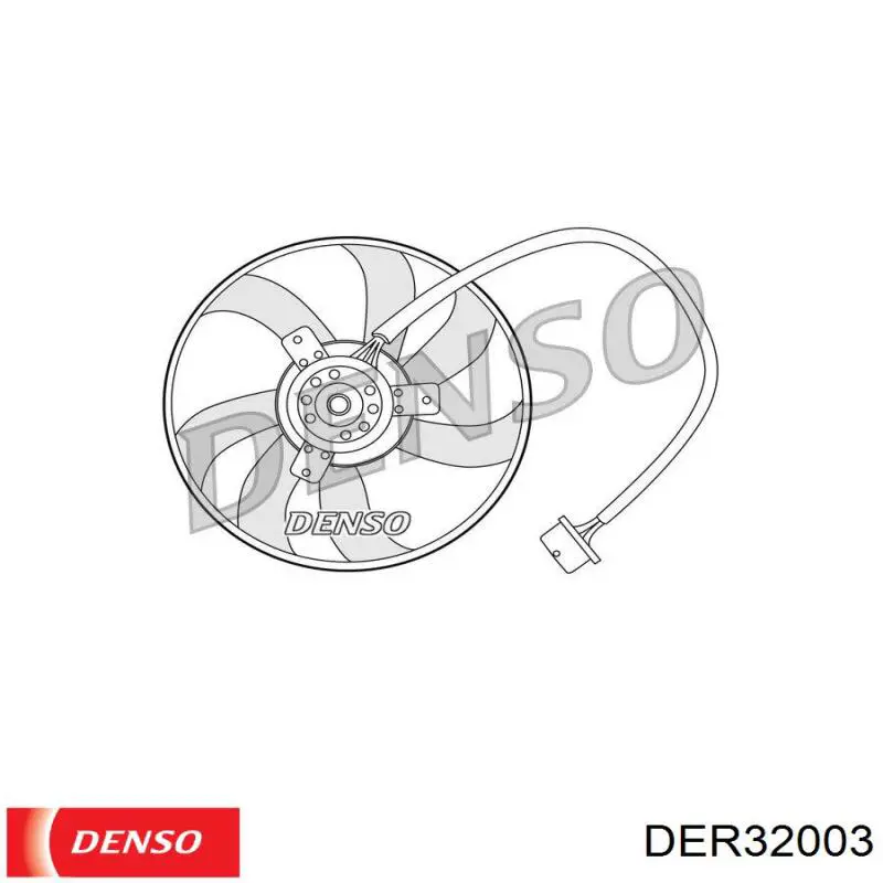 Електровентилятор охолодження в зборі (двигун + крильчатка), правий DER32003 Denso