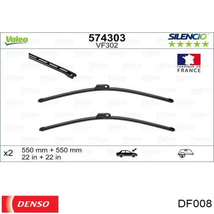 Щітка-двірник лобового скла, комплект з 2-х шт. Denso DF008 ціна, від 25.33 USD