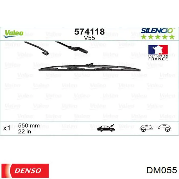 Щітка-двірник лобового скла, водійська DM055 Denso