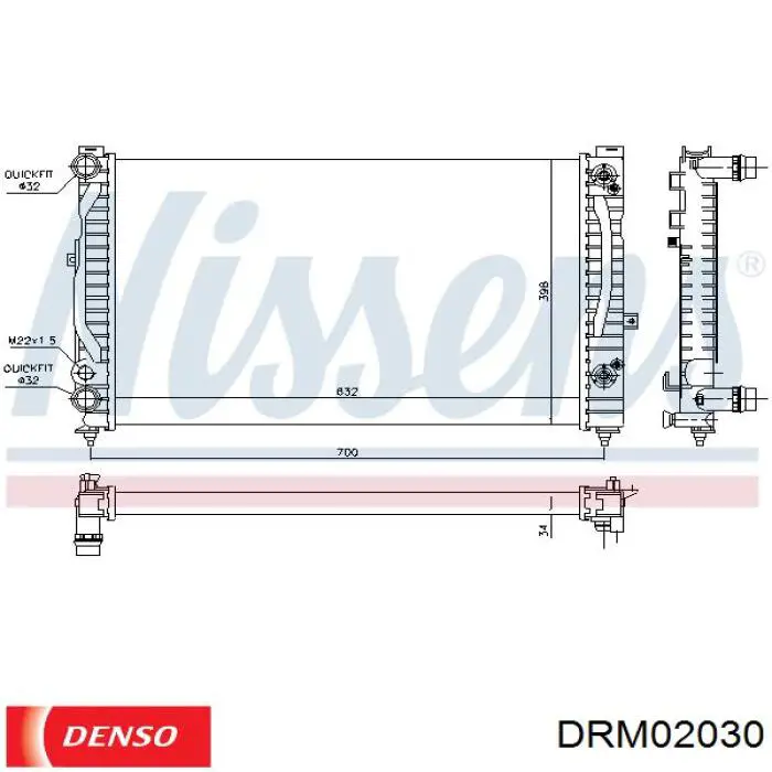 Радіатор основний Denso DRM02030 ціна, від 66.16 USD