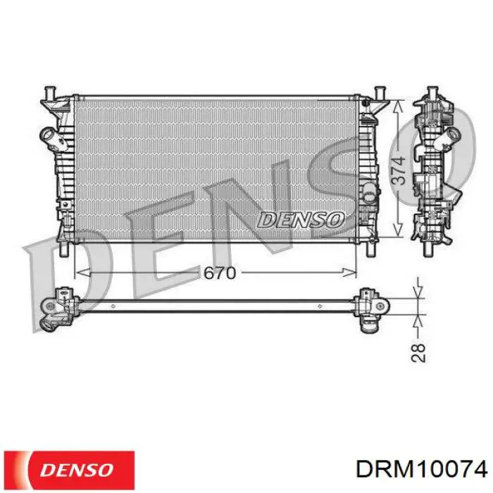 DRM10074 Denso радіатор охолодження двигуна