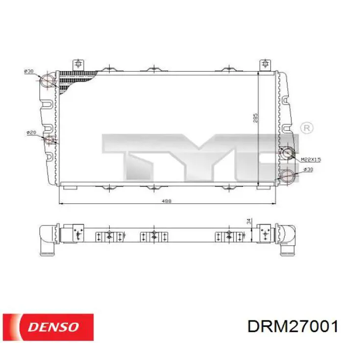 Купити DRM27001 Denso Радіатор двигуна